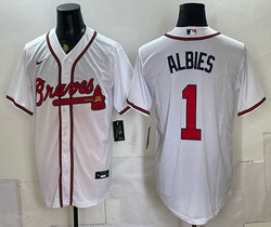 Nike Atlanta Braves #1 Ozzie Albies White Authentic Stitched MLB Jersey