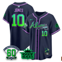 Nike Atlanta Braves #10 Chipper Jones Navy Galaxy With Outkast and 60 Patch Baseball Jersey
