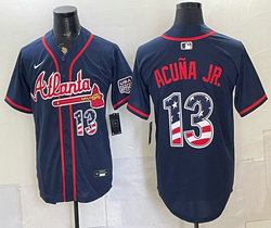 Nike Atlanta Braves #13 Ronald Acu?a Jr. Blue 250 Fourth Of July Stadium Jersey