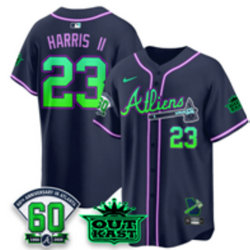 Nike Atlanta Braves #23 Michael Harris II Navy Galaxy With Outkast and 60 Patch Baseball Jersey