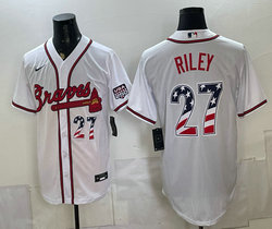 Nike Atlanta Braves #27 Austin Riley White 250 Fourth Of July Stadium Jersey
