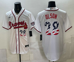 Nike Atlanta Braves #28 Matt Olson White 250 Fourth Of July Stadium Jersey