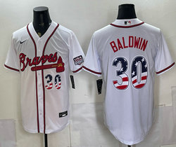 Nike Atlanta Braves #30 Drake Baldwin White 250 Fourth Of July Stadium Jersey