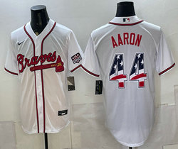 Nike Atlanta Braves #44 Hank Aaron White 250 Fourth Of July Stadium Jersey