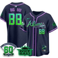 Nike Atlanta Braves #88 Big Boi Navy Galaxy With Outkast and 60 Patch Baseball Jersey