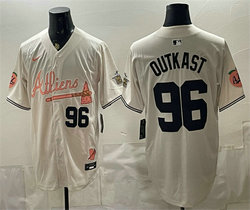 Nike Atlanta Braves #96 OutKast Cream 2024 Atliens Peach With Outkast Patch Baseball Jersey
