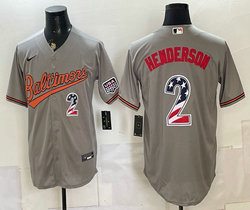 Nike Baltimore Orioles #2 Gunnar Henderson Gray 250 Fourth Of July Stadium Jersey