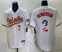 Nike Baltimore Orioles #2 Gunnar Henderson White 250 Fourth Of July Stadium Jersey