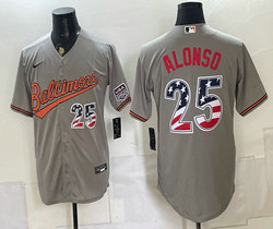 Nike Baltimore Orioles #25 Pete Alonso Gray 250 Fourth Of July Stadium no name Jersey
