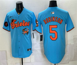 Nike Baltimore Orioles #5 Brooks Robinson Blue With Patch Vapor Premier Baseball Jersey