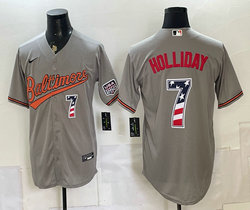 Nike Baltimore Orioles #7 Jackson Holliday Gray 250 Fourth Of July Stadium Jersey