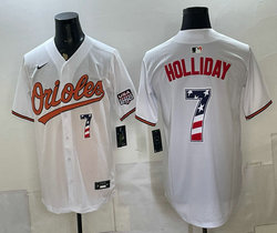 Nike Baltimore Orioles #7 Jackson Holliday White 250 Fourth Of July Stadium Jersey