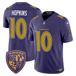 Nike Baltimore Ravens #10 Deandre Hopkins Purple 2026 Gold Number Authentic Stitched NFL Jersey