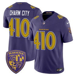 Nike Baltimore Ravens #410 Charm City Purple 2026 Gold Number Authentic Stitched NFL Jersey
