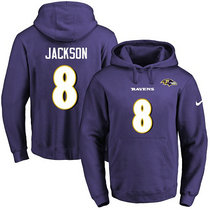 Nike Baltimore Ravens #8 Lamar Jackson Purple Name & Number Pullover Hoodie