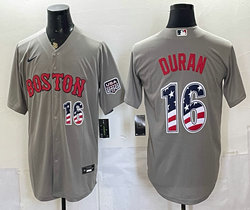 Nike Boston Red Sox #16 Jarren Duran Gray 250 Fourth Of July Stadium Jersey