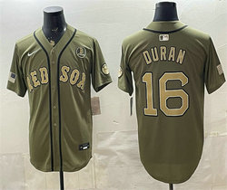 Nike Boston Red Sox #16 Jarren Duran Olive Armed Forces Day jersey