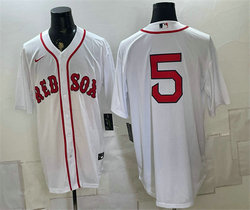 Nike Boston Red Sox #5 Caleb Durbin White Cool Base Stitched Baseball Jersey