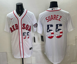 Nike Boston Red Sox #55 Ranger Suarez White 250 Fourth Of July Stadium no name Jersey