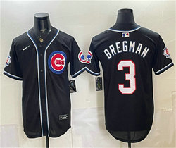 Nike Chicago Cubs #3 Alex Bregman 150th Anniversary Black Out Style Premier Jersey