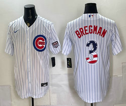 Nike Chicago Cubs #3 Alex Bregman White 250 Fourth Of July Stadium Jersey