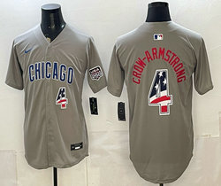 Nike Chicago Cubs #4 Pete Crow-Armstrong Gray 250 Fourth Of July Stadium Jersey