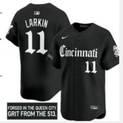 Nike Cincinnati Reds #11 Barry Larkin Black 5(V) Joint MLB Jersey