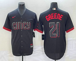 Nike Cincinnati Reds #21 Hunter Greene Black Game 2023 City Authentic Stitched MLB jersey