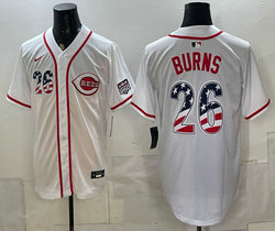 Nike Cincinnati Reds #26 Chase Burns White 250 Fourth Of July Stadium Jersey