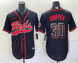 Nike Cincinnati Reds #30 Ken Griffey Black Joint Game Authentic Stitched MLB Jersey