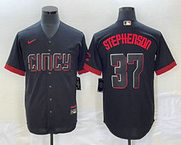Nike Cincinnati Reds #37 Tyler Stephenson Black Game 2023 City Authentic Stitched MLB jersey