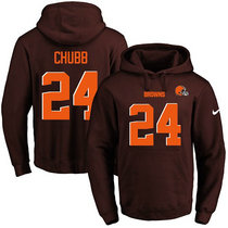 Nike Cleveland Browns #24 Nick Chubb Brown Name & Number Pullover Hoodie