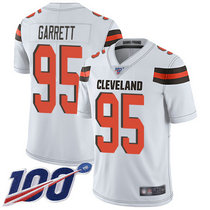 Nike Cleveland Browns #95 Myles Garrett With NFL 100th Season Patch White Vapor Untouchable Authentic stitched NFL jersey