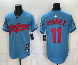 Nike Cleveland Guardians #11 Jose Ramirez Blue Authentic Stitched MLB Jersey