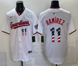 Nike Cleveland Guardians #11 Jose Ramirez White 250 Fourth Of July Stadium no name Jersey