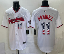 Nike Cleveland Guardians #11 Jose Ramirez White 250 Fourth Of July Stadium no name Jersey