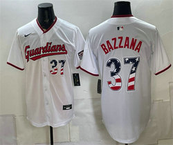 Nike Cleveland Guardians #37 Travis Bazzana White USA 250 Fourth of July Baseball Jersey