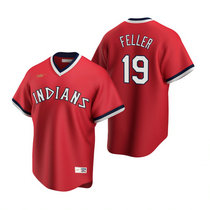 Nike Cleveland Indians #19 Bob Feller Red Cooperstown Collection Authentic Stitched MLB Jersey