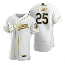 Nike Cleveland Indians #25 Jim Thome White Golden Authentic Stitched MLB Jersey
