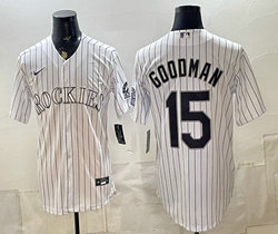 Nike Colorado Rockies #15 Hunter Goodman White MLB Jersey