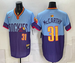 Nike Colorado Rockies #31 Jake McCarthy Purple Light Blue 2025 City Authentic Stitched MLB Jersey