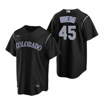 Nike Colorado Rockies #45 Scott Oberg Black Game Authentic Stitched MLB Jersey