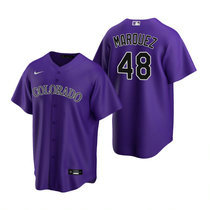 Nike Colorado Rockies #48 German Marquez Purple Game Authentic Stitched MLB Jersey