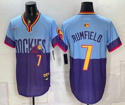 Nike Colorado Rockies #7 TJ Rumfield Purple Light Blue 2025 City Authentic Stitched MLB Jersey