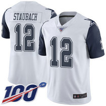 Nike Dallas Cowboys #12 Roger Staubach 100th Season White Rush Limited Authentic Stitched NFL Jersey