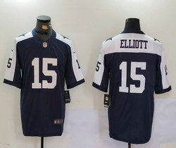 Nike Dallas Cowboys #15 Ezekiel Elliott Navy Thanksgiving Vapor Untouchable Football Stitched Jersey