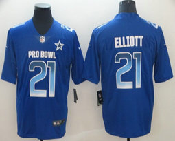 Nike Dallas Cowboys #21 Ezekiel Elliott Blue 2019 NFL All Star Authentic Stitched NFL jersey