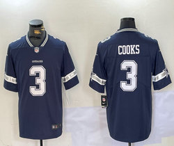 Nike Dallas Cowboys #3 Brandin Cooks Blue Vapor Untouchable Limited Authentic Stitched NFL Jersey