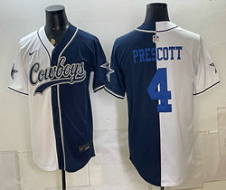 Nike Dallas Cowboys #4 Dak Prescott Blue and White Authentic Stitched baseball jersey