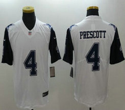 Nike Dallas Cowboys #4 Dak Prescott White Rush Limited Authentic Stitched NFL Jersey